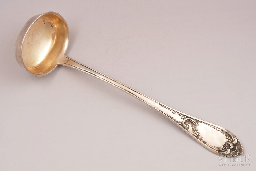 ladle, silver, 875 standard, 286.90 g, 34 cm, H. Bank's workshop, the 20ties of 20th cent., Latvia