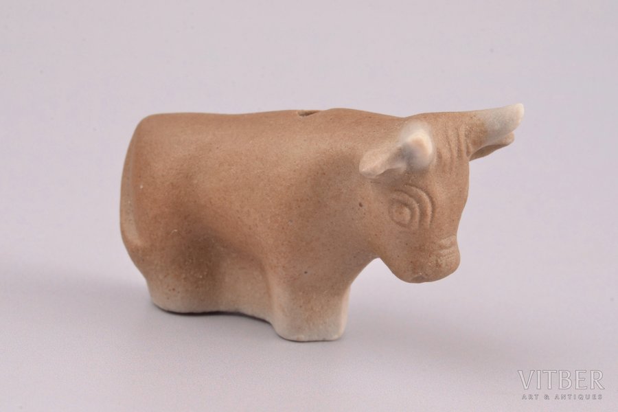 figurine, Bull (Christmas tree toy), Riga (Latvia), Riga porcelain factory, author's edition, molder - Aria Tsipruse, the 90ies of 20th cent., the 80ies of 20th cent., 3.8 cm
