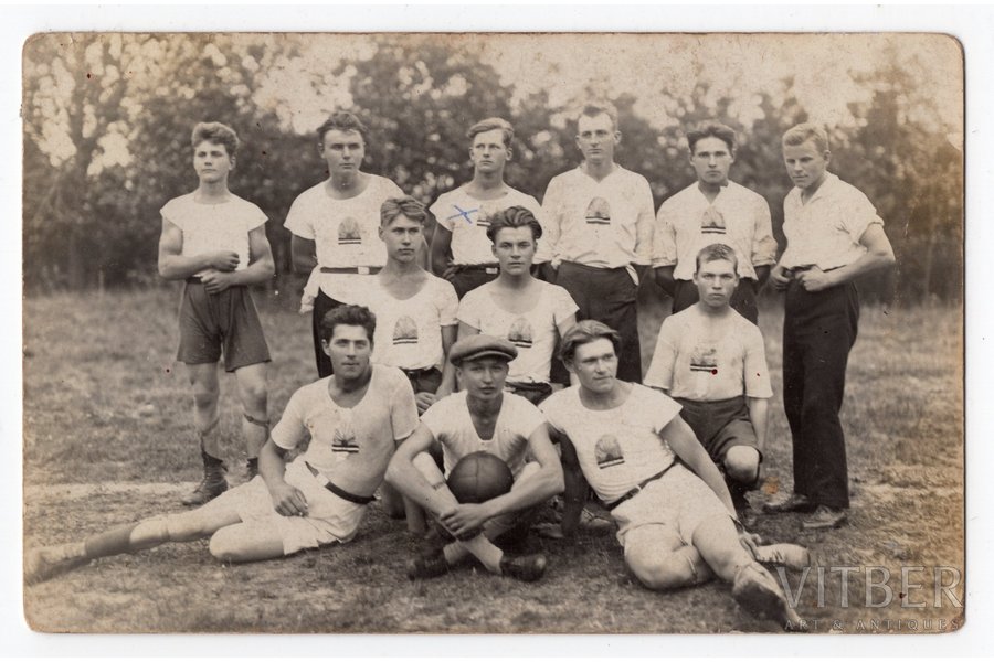 фотография, футбольная команда, Латвия, 20-30е годы 20-го века, 14x9 см