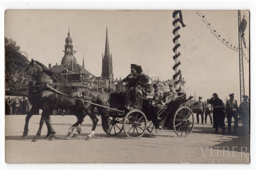 фотография, визит царя Николая II, Рига, 1910 год, Латвия, Российская империя, начало 20-го века, 14x8,8 см