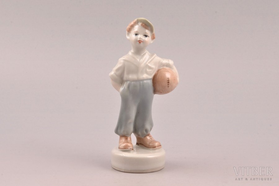figurine, The young football player, porcelain, Riga (Latvia), USSR, Riga porcelain factory, molder - Zina Ulste, the 50ies of 20th cent., 12.5 cm, second grade