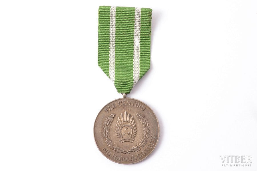 медаль, За усердие в военной службе, награда командира Национальных вооруженных сил, № 118, Латвия, 90-е годы 20-го века, 42.5 x 38.5 мм