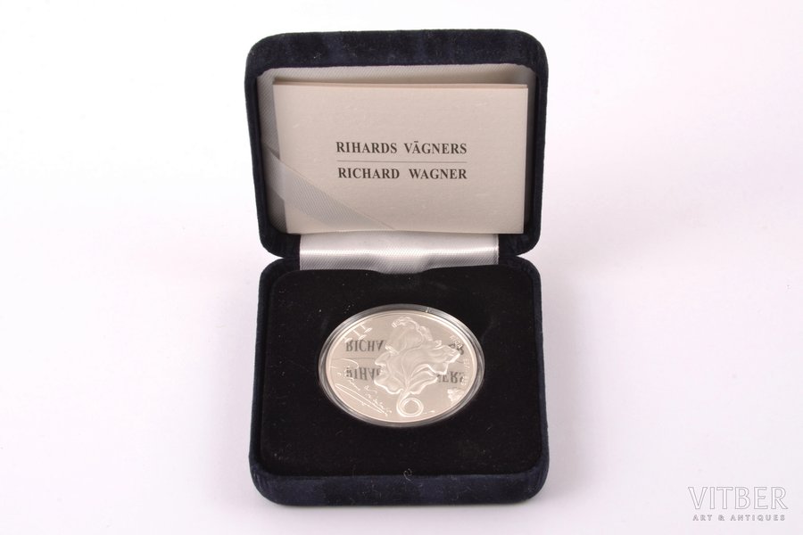 1 lat, 2013, Richard Wagner, silver, Latvia, 22 g, Ø 35 mm, Proof, in a case