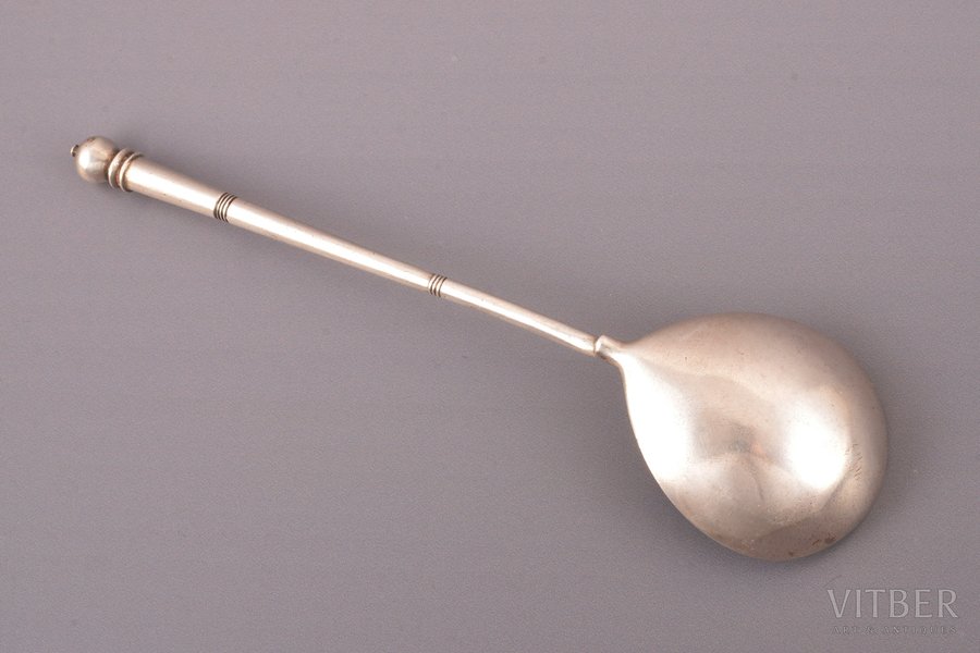 spoon, silver, 84 standard, 42.25 g, gilding, 16.3 cm, 189?, Russia
