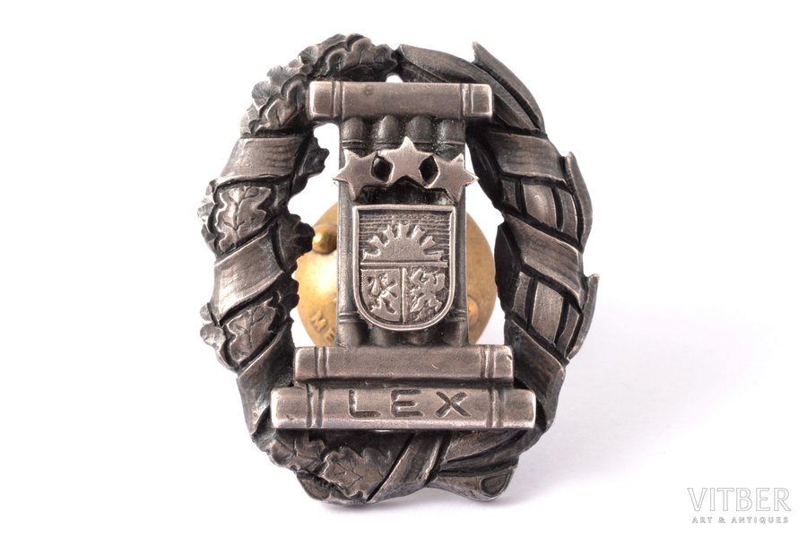 badge, attorney's badge, LEX, Latvia, the 30ies of 20th cent., 36.3 x 31 mm