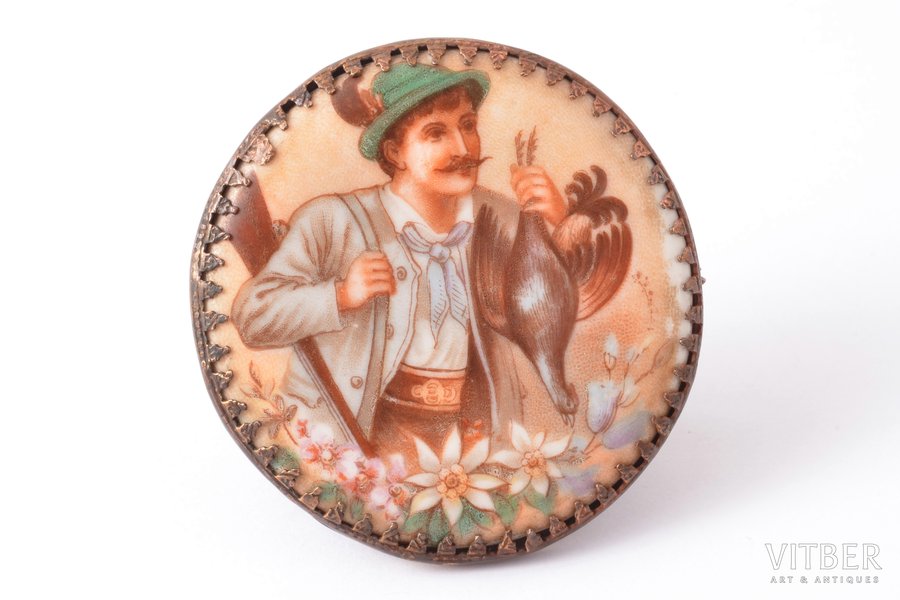 award, Riga Shooting Society (Rigaer Schützenverein), metal, porcelain, Latvia, Russia, 1916, 54 x 53 mm