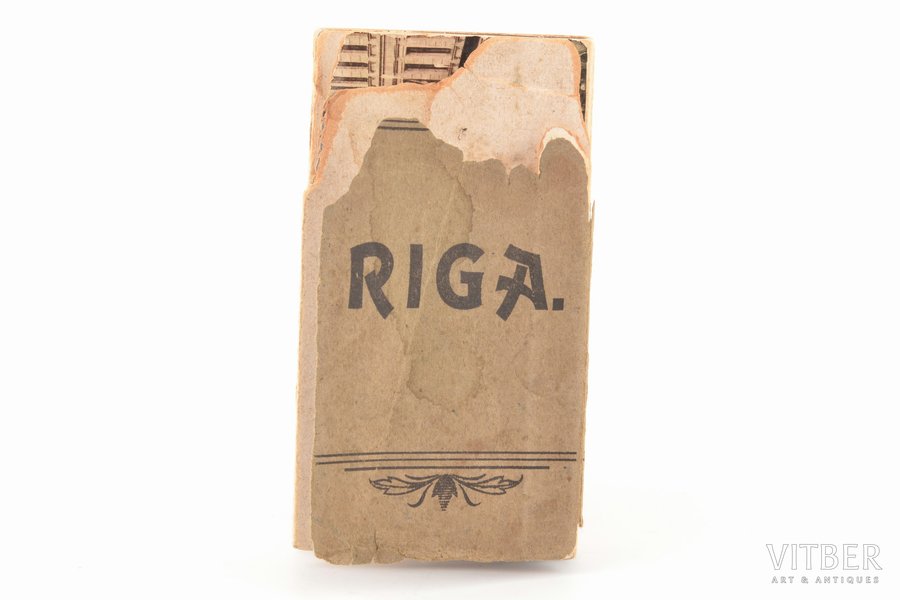 miniature folding booklet "Riga", 12 sheets, Latvia, Russia, beginning of 20th cent., 8.6 x 4.8 cm, cover and first two sheets are damaged