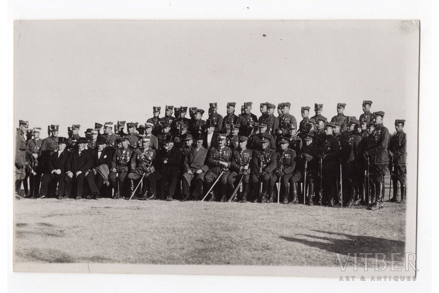 фотография, кавалеры ордена Лачплесиса, руководство Латвийской армии, гости из Эстонской армии, Латвия, 20-30е годы 20-го века, 13,6x8,6 см