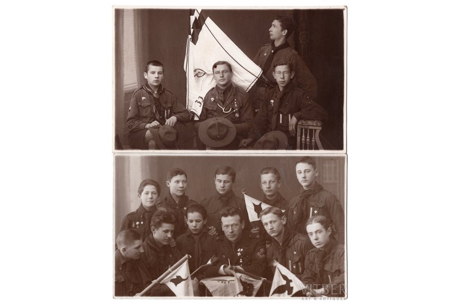 фотография, скауты, 2 шт., Латвия, 20-30е годы 20-го века, 13,6x8,6 см