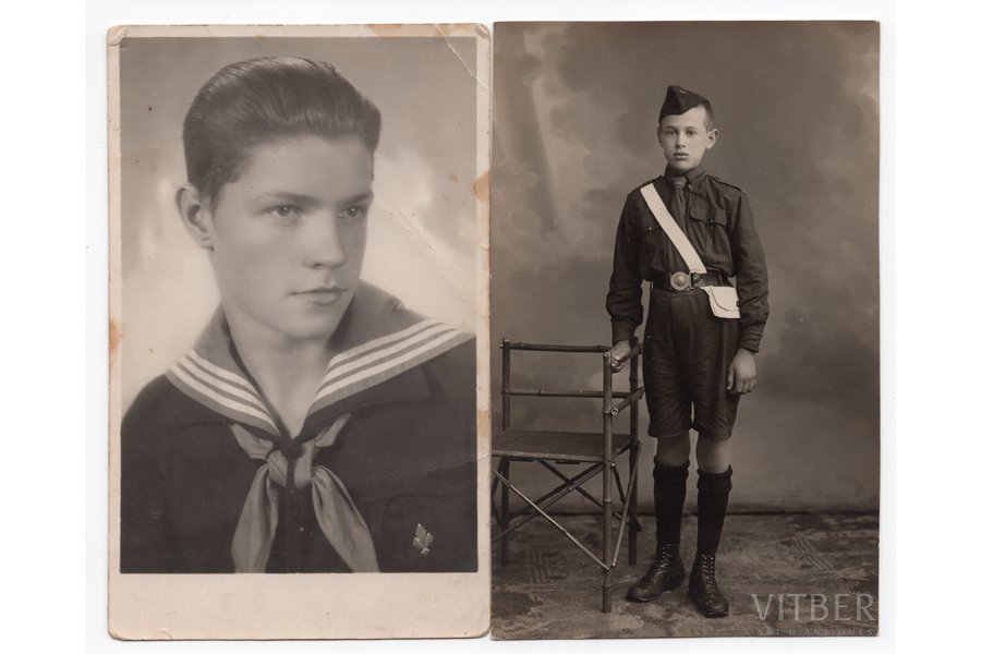 photography, 2 pcs, scout and sea scout, Latvia, 20-30ties of 20th cent., 13,6x8,5 cm
