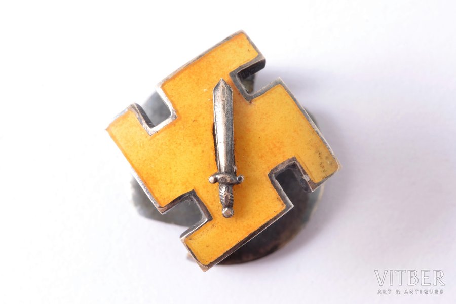 miniature badge, the Independent Student Company, Latvia, 20-30ies of 20th cent., 14.5 x 14.4 mm