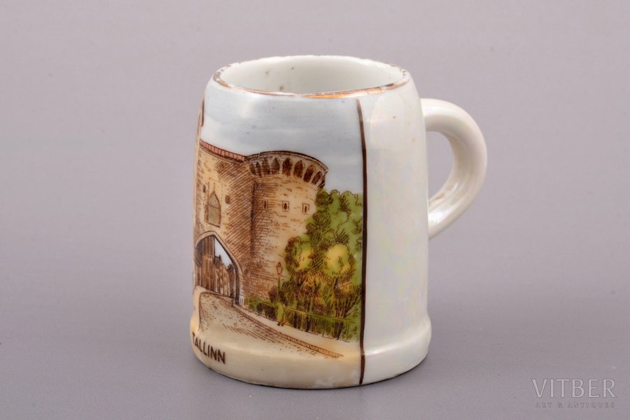 mini cup, "Tallinn", porcelain, Langebraun, Estonia, the 20-30ties of 20th cent., h 5.3 cm