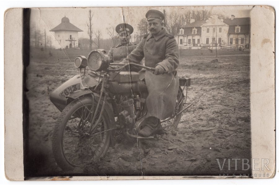 фотография, армейский мотоцикл, Российская империя, начало 20-го века, 13,6x8,8 см