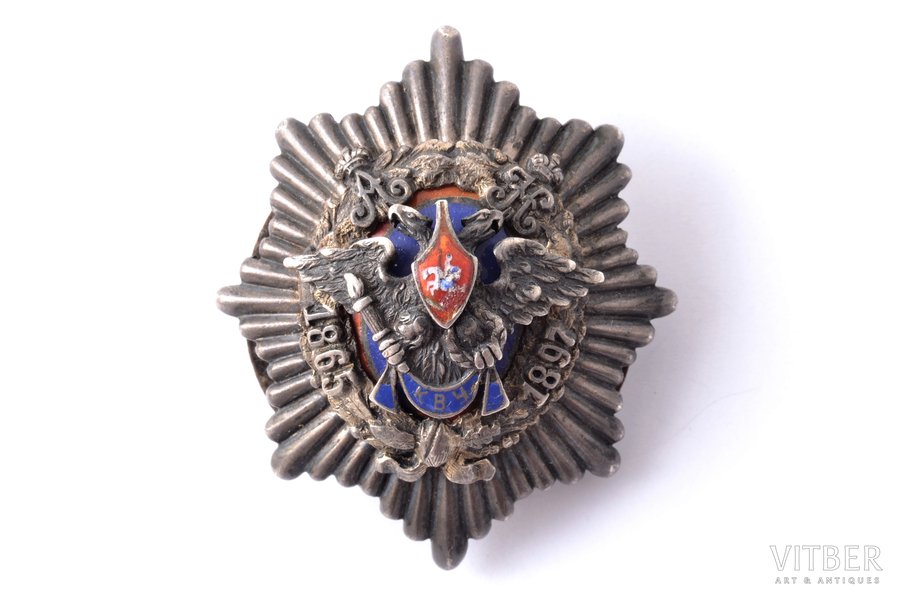 nozīme, Par Kijevas kara skolas absolvēšanu (zaudēts kronis), sudrabs, emalja, Krievijas Impērija, 48.2 x 40.8 mm