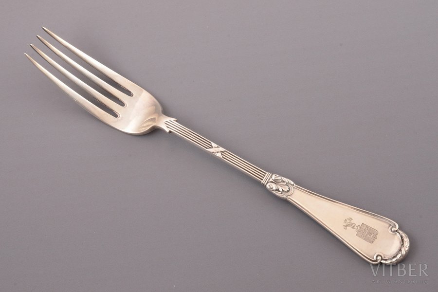fork, silver, 84 standard, 98.05 g, 22.6 cm, "Fabergé", 1896-1907, Moscow, Russia