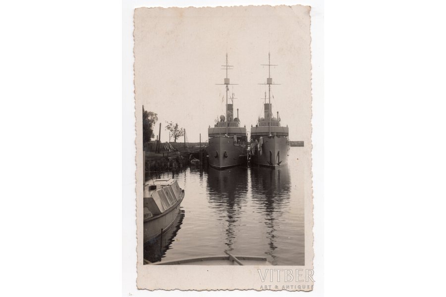 фотография, Латвийская армия, военные корабли Минного дивизиона, минные тральщики "Виестурс" и "Иманта", Латвия, 20-30е годы 20-го века, 13,8x8,6 см