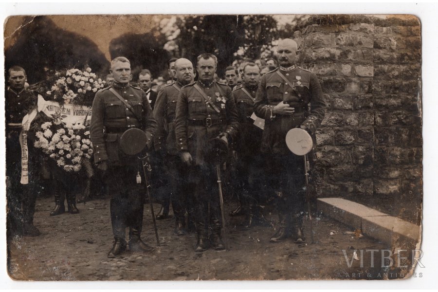 photography, Latvian Army, military leaders of Latvian Army, Krustpils, opening of the Monument for the Freedom Fighters, Latvia, 20-30ties of 20th cent., 14x9 cm