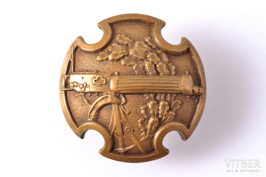 badge, Army expert-shooter (machine gun), Latvia, the 30ies of 20th cent., 31.2 x 30.6 mm