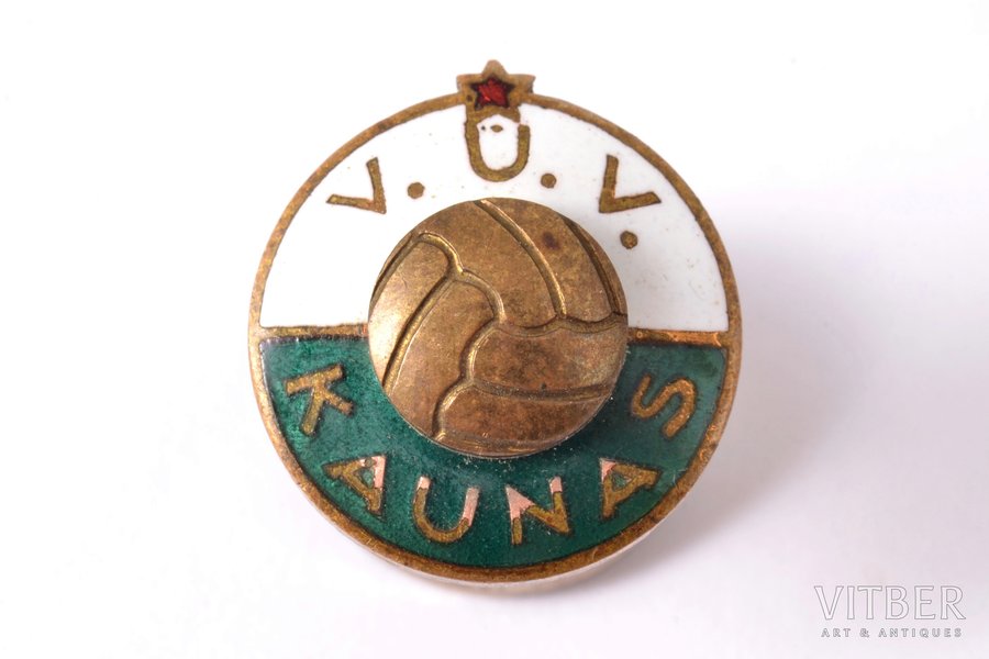 badge, V.U.V. Kaunas, sports, USSR, Lithuania, 15.1 x 14.1 mm