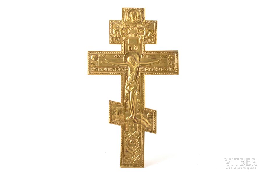 cross, The Crucifixion of Christ, copper alloy, guilding, Russia, 25.7 x 14.5 x 0.5 cm, 474.75 g.