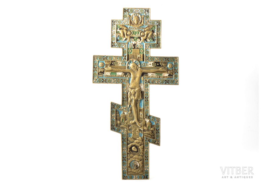 krusts, Kristus Krustā Sišana, bronza, aukstā emalja, 4-krāsu emalja, Latvija, 20 gs. 20-30tie gadi, 40.5 x 20.4 x 0.9 cm, 1631 g.