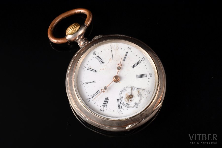 карманные часы, Швейцария, серебро, 800 проба, 77.67 г, 6.1 x 4.9 см, Ø 49 мм