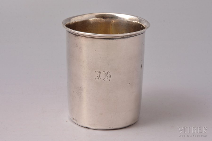 стакан, серебро, 84 проба, 103.95 г, h 7.9 см, 1850 г., С.- Петербург, Российская империя