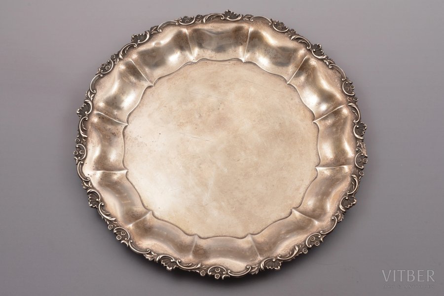 serving plate, silver, 84 standard, 503 g, Ø 27.5 cm, by Nikolay Santamaria, 1844, Odessa, Russia
