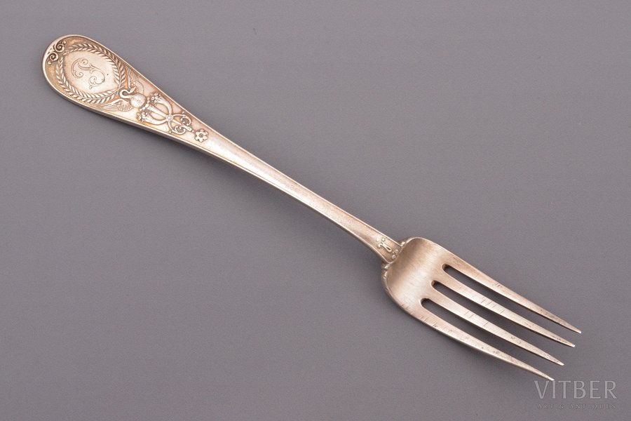 fork, silver, 84 standard, 55.80 g, 18.5 cm, "Fabergé", 1896-1907, Moscow, Russia