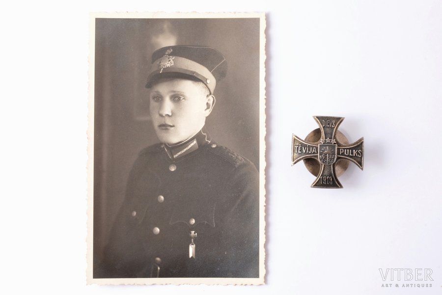 badge, a photo, Cavalry Regiment, № 3522, silver, 875 standard, Latvia, 34.7 x 34.7 mm, silver nut