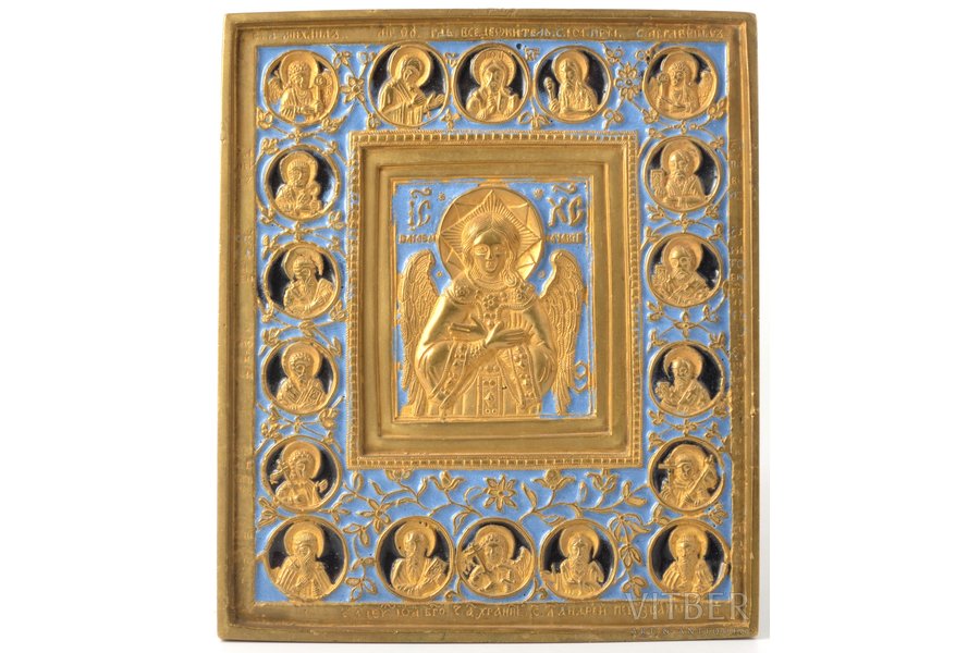 ikona, Kristus Svētītais Klususms, vara sakausējuma, 2-krāsu emalja, Krievijas impērija, 19. gs., 15.4 x 13 x 0.6 cm, 499.80 g.