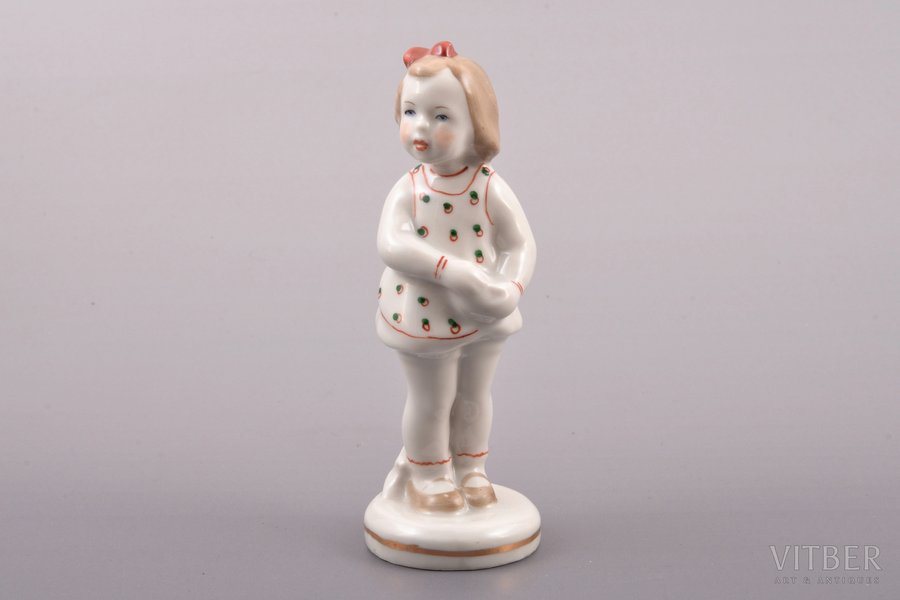 figurine, A Girl with a Ball, porcelain, Riga (Latvia), USSR, Riga porcelain factory, molder - Leja Novozeneca, the 50-60ies of 20th cent., 11.1 cm, first grade
