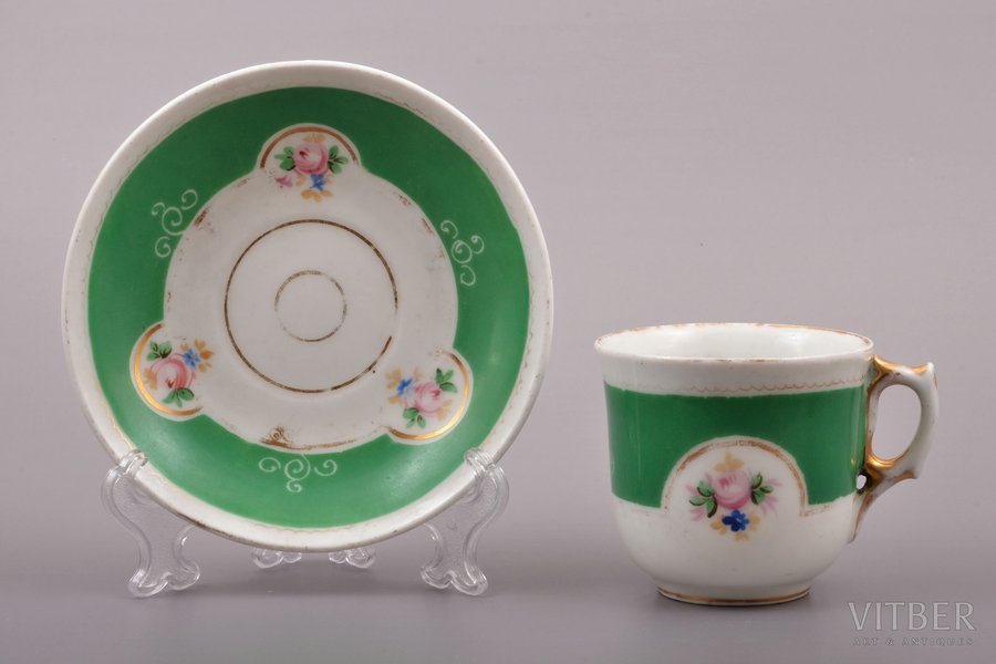 tea pair, porcelain, M.S. Kuznetsov manufactory, Riga (Latvia), Russia, 1872-1887, Ø (saucer) 13.5 cm, h (cup) 7 cm, Riga factory