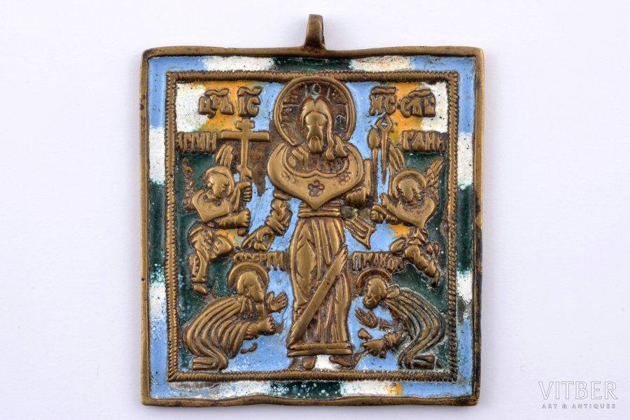 icon, Christ of Smolensk, copper alloy, 4-color enamel, Russia, the 2nd half of the 19th cent., 7 x 6 x 0.3 cm, 57.7 g.