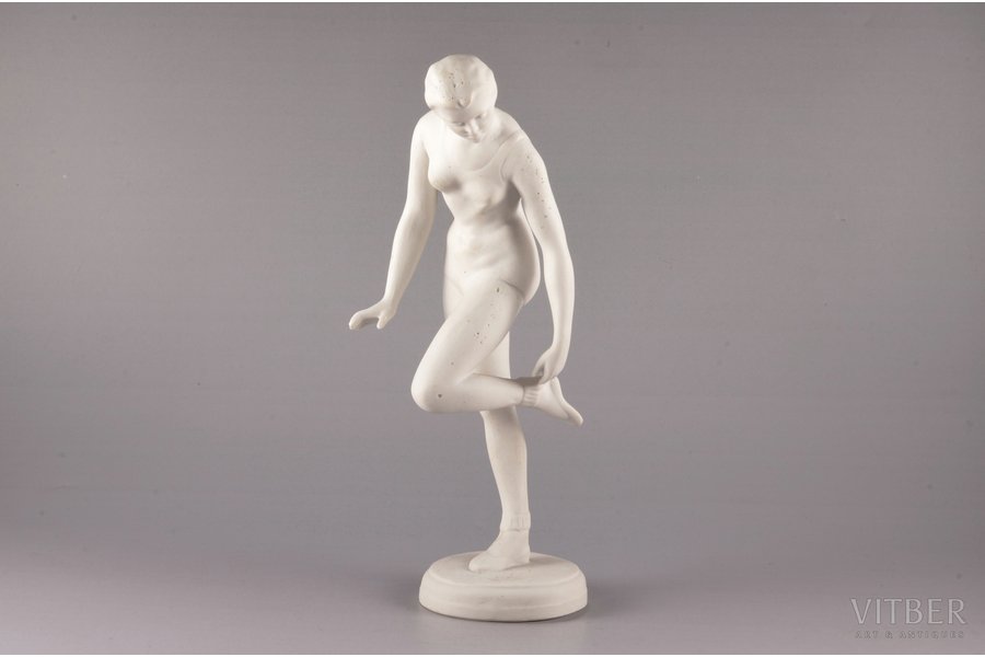 figurine, Gymnast, bisque, Riga (Latvia), USSR, Riga porcelain factory, the 60ies of 20th cent., 25.5 cm