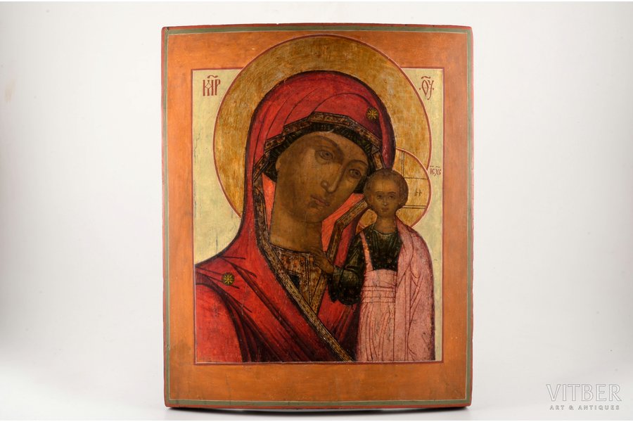 икона, Казанская икона Божией Матери, доска, живопиcь, Российская империя, конец 19-го века, 35.5 x 28.5 x 2.2 см