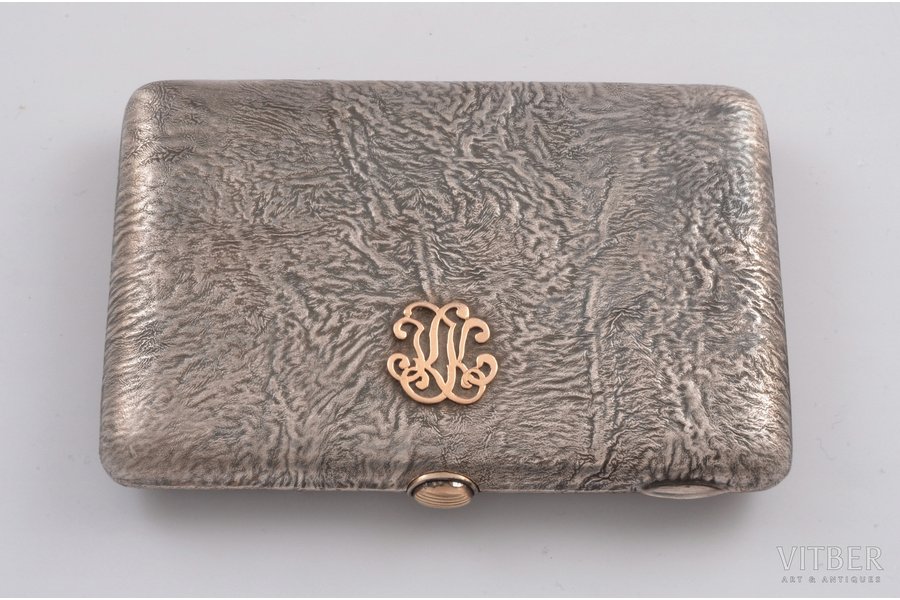 cigarette case, silver, "Nugget", 830 standart, 245.65 g, gilding, gold, 12.4 x 8.9 x 2.1 cm, 1969, Finland
