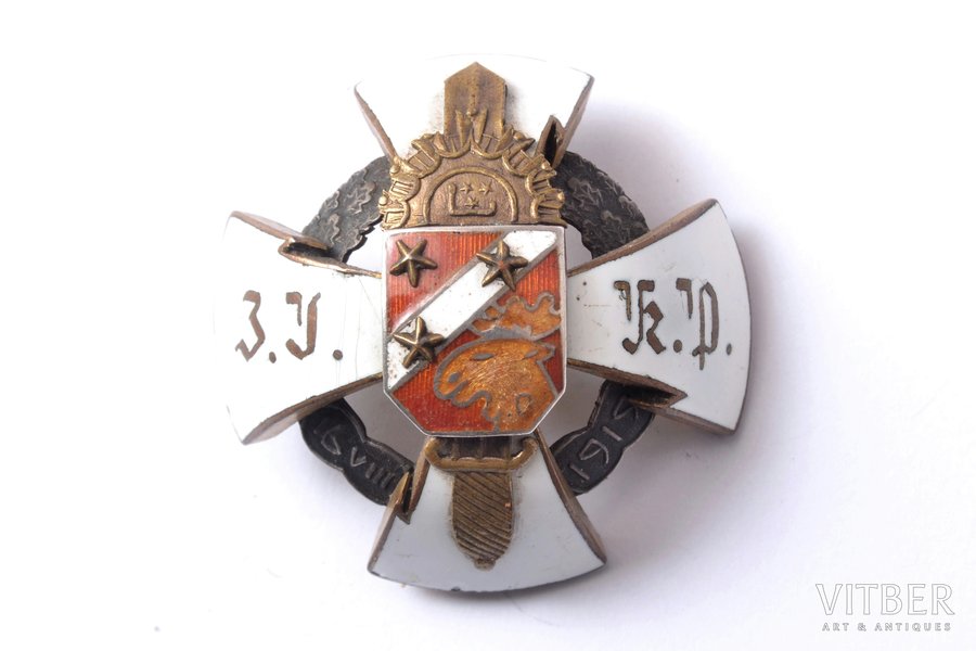 badge, 3rd Jelgava Infantry Regiment, Latvia, the 30ies of 20th cent., 43.3 x 43.3 mm