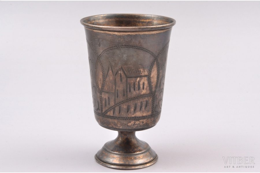 cup, silver, 84 standard, 52.75 g, engraving, 8.5 cm, craftsman unknown, 1898-1908, Kiev, Russia