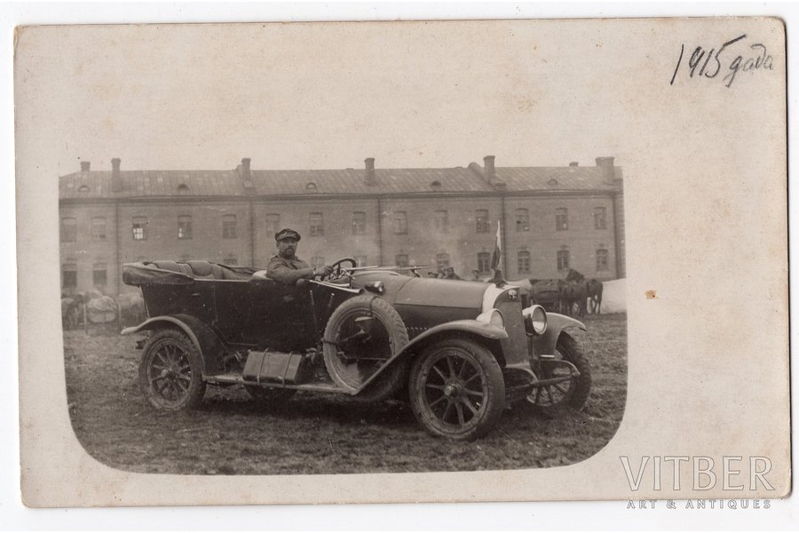 photography, passenger car, army, Russia, beginning of 20th cent., 13,8x8,6 cm