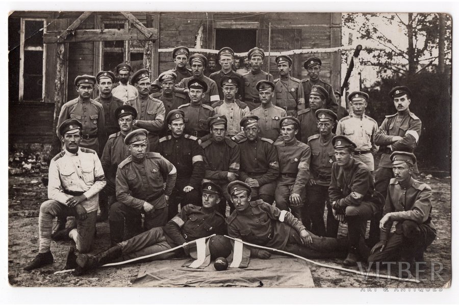 fotogrāfija, Latviešu strēlnieku bataljoni, futbola komanda, Latvija, Krievijas impērija, 20. gs. sākums, 13,8x8,6 cm