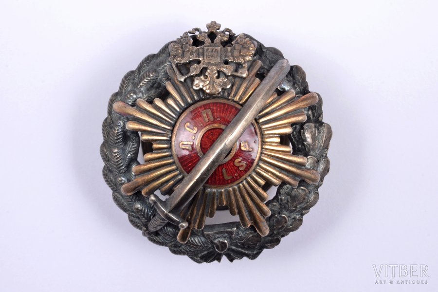 знак, Латышский стрелковый полк, ЛСП, серебро, Российская Империя, начало 20-го века, 44 x 42 мм