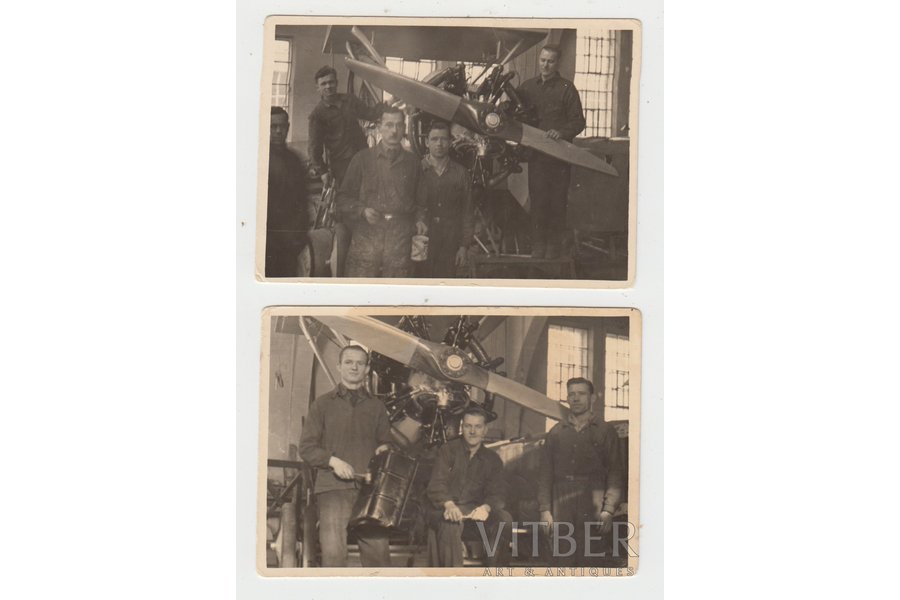 фотография, Авиационный полк, мастерские, 2 шт., Латвия, 20-30е годы 20-го века, 6x8,7 см