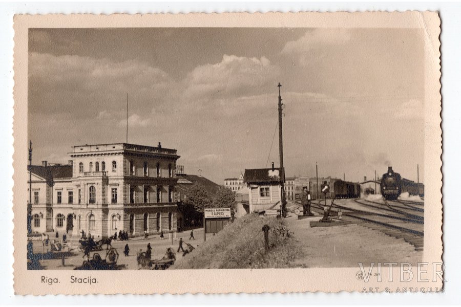 фотография, Рига, железнодорожная станция, Латвия, 20-30е годы 20-го века, 13,4x8,8 см