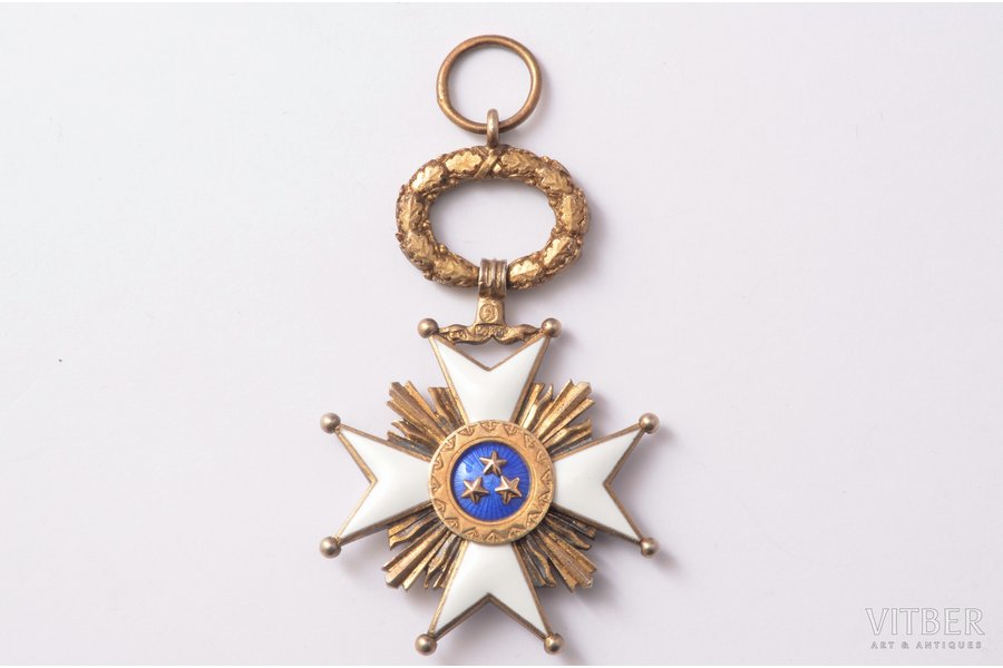 order, the Order of Three Stars, 4th-5th class, silver, enamel, 875 standart, Latvia, 20-30ies of 20th cent.