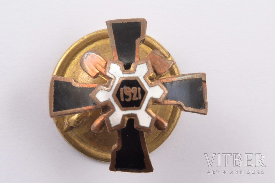 miniature badge, Engineer-sapper regiment, Latvia, 20-30ies of 20th cent., 22 x 22 mm
