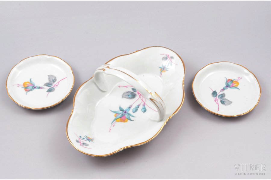 set of jam dishes (1+2), porcelain, M.S. Kuznetsov manufactory, Riga (Latvia), 1934-1936, Ø 8.3 cm, 18.9 x 11.5 cm, third grade