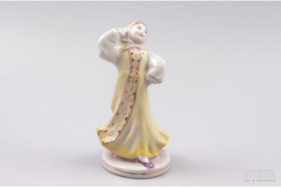 figurine, Dancing girl, porcelain, USSR, Gzhel, 11 cm, first grade