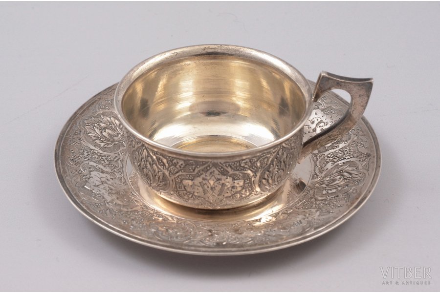 coffee pair, silver, 84 standard, 99.55 g, (Ø/Ø) 9 / 5.3 cm, the beginning of the 20th cent., Persia