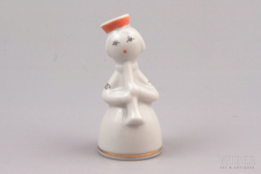 figurine, A Girl With A Flute (from the band), porcelain, Riga (Latvia), USSR, Riga porcelain factory, molder - Levon Agadzanjan, the 60ies of 20th cent., 6.2 cm, first grade